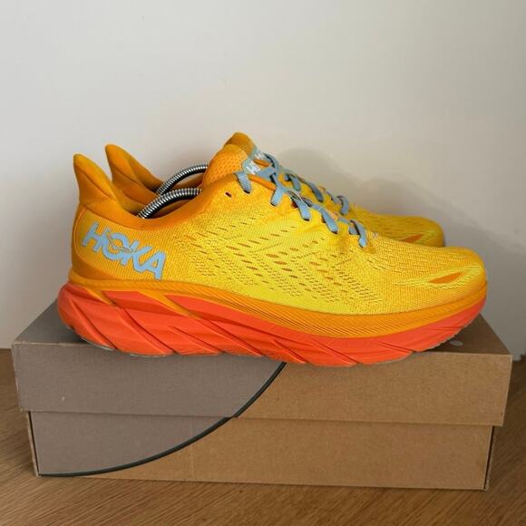 HOKA One One Clifton 8 Yellow/Orange Men Running Sneakers- SZ 9 D main image 9